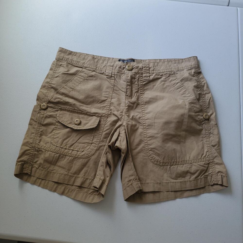 Y2K Polo Jeans Company Shorts Womens 32 Beige Cargo Cuffed Cotton Twill Casual